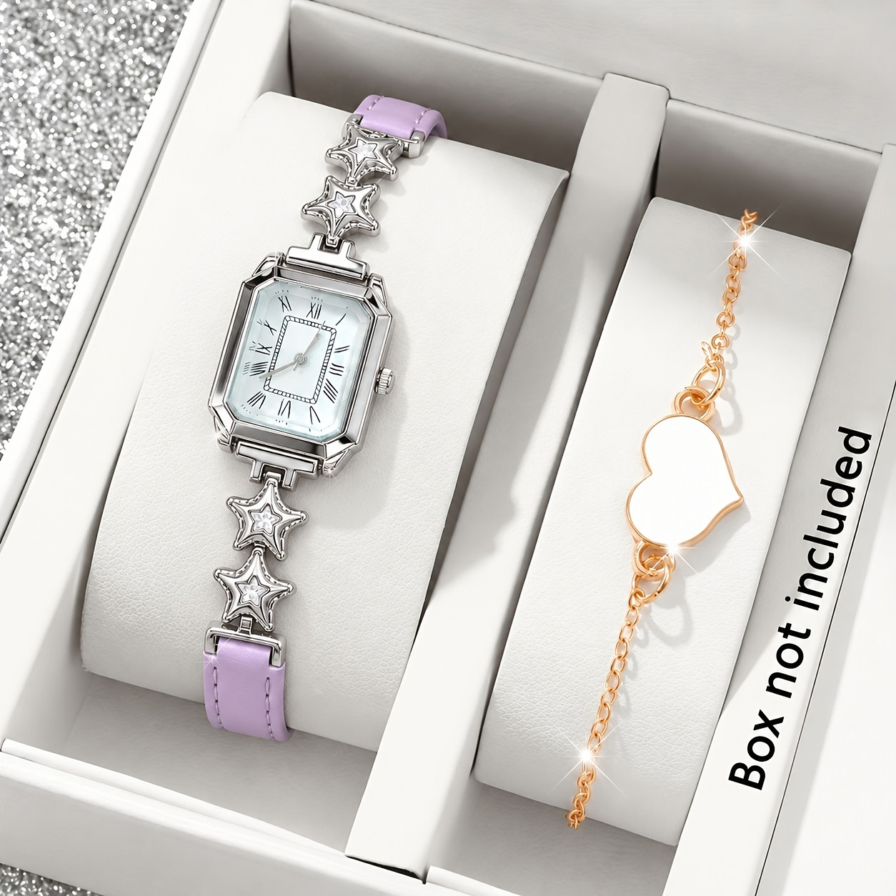 2pc Women's Elegant Square Watch & Versatile Jewelry Set